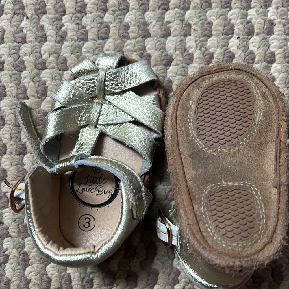Little love bug gold sandals